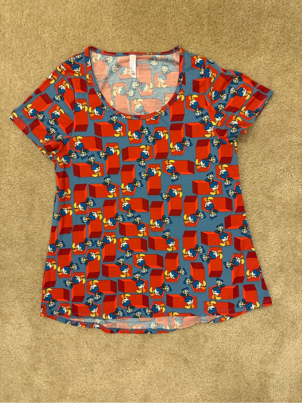 LuLaRoe Red & Blue Donald Duck Graphic Short Sleeve Tee